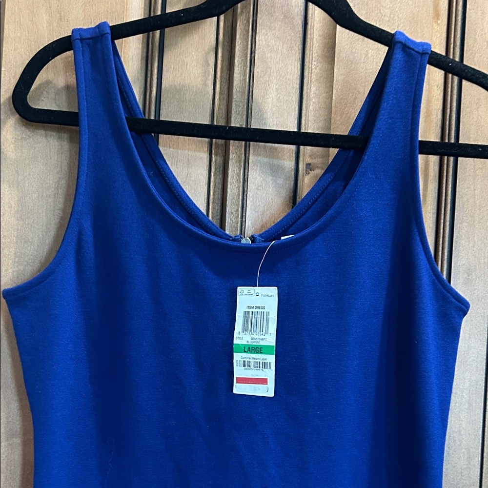 Bar III Royal Blue Sleeveless Midi Tank Dress - Picture 2 of 7